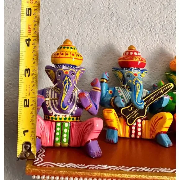 Vibrant Varanasi Musical Ganesha (natural dye) - set of 6 - Picture 2 of 8